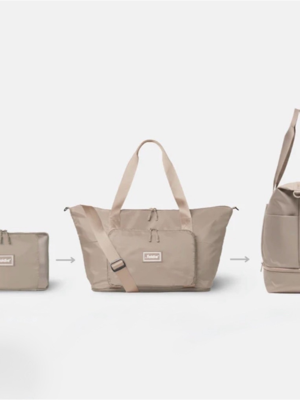 Foldie Beige Convertible Travel Tote NWT